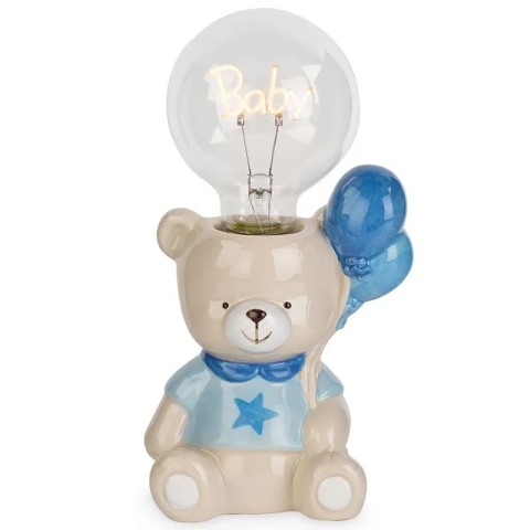 ORSETTO PALLONCINO AZZURRO CON LAMPADA H21.5 2